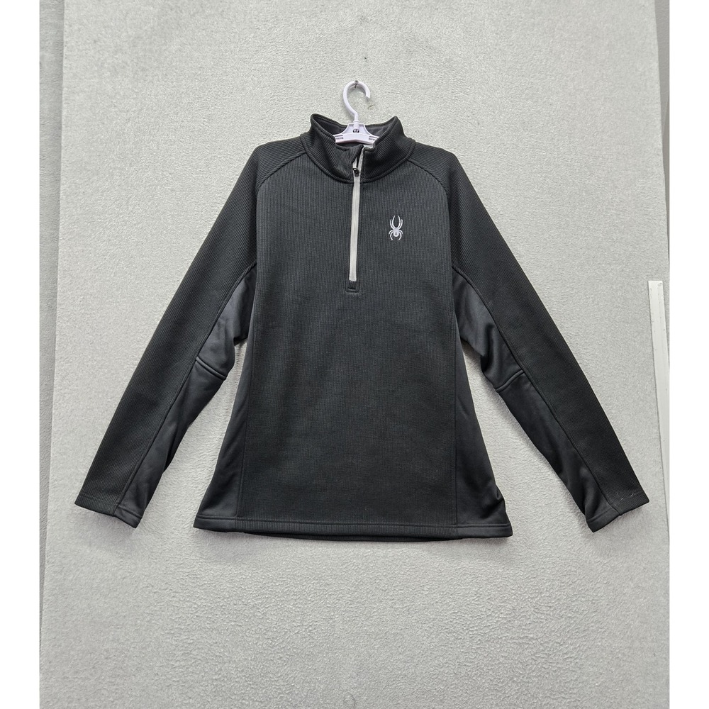 Spyder Men Sweatshirt 2XL Black  Logo Embroidered 1/2 Zip Mock Neck Pulover